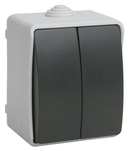 Выключатель накладной IEK Форс ВС20-2-0-ФСр 2-кл. IP54 серый картинка
